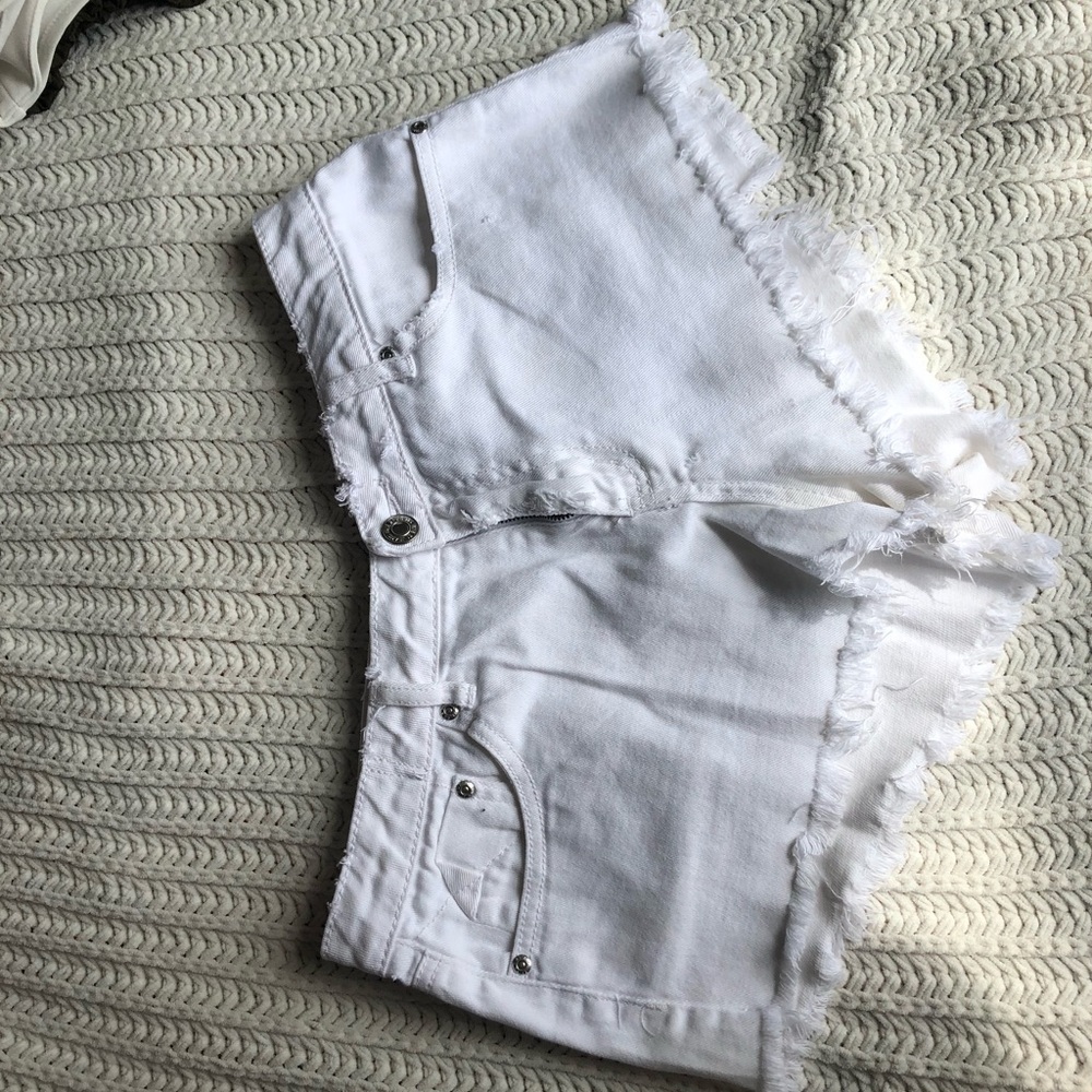 White jean shorts